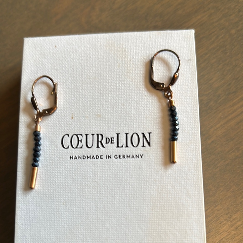 Gold and Navy Blue Earrings